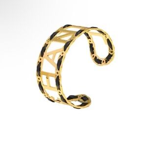 Gold and Black Open Cuff Bracelet - Women’s Fashion Bracelet
